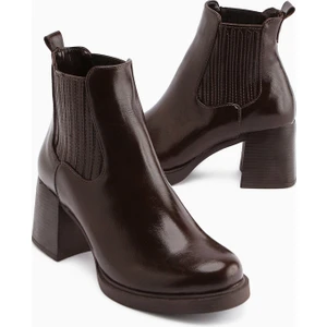 Marya Kahve Lastikli Kadın Topuklu Bot