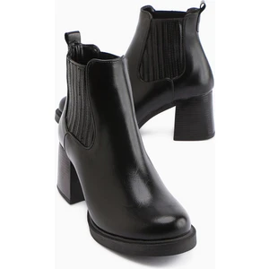 Marya Siyah Lastikli Kadın Topuklu Bot