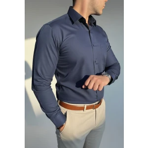 Torivalli Collection Klasik Fit Geniş Kesim Tek Cepli Kolay Ütülenebilen Mevsimlik Uzun Kollu Düz Renk Erkek Gömlek