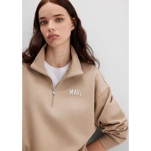 Mavi Logo Baskılı Bej Sweatshirt 1S10179-70344