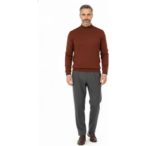 Erkek Kışlık Pamuklu Triko Ince Örme Yarım Balıkçı Yaka Kazak Rahat Kesim Tam Kalıp