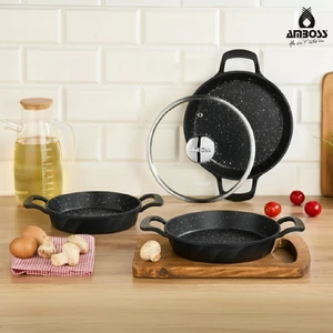 Kuvars Cam Kapaklı 6 Parça Döküm Sahan Seti