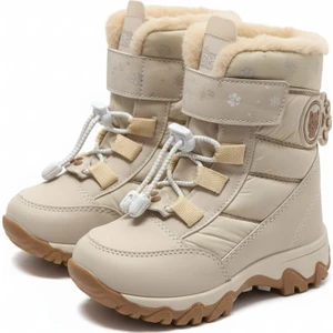 Çocuk Kışlık Bot Dayanıklı Malzeme Fermuarlı Bağcıklı Sıcak Tutan Kaymaz Tabanlı Trekking