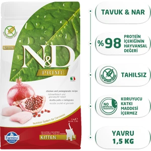 Nd Prime Tavuk & Nar Kitten Tahılsız Kedi Maması - 1.5 Kg