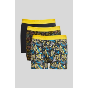 Altınyıldız Classics Erkek Siyah-sarı 3'lü Pamuklu Esnek Boxer Paketi