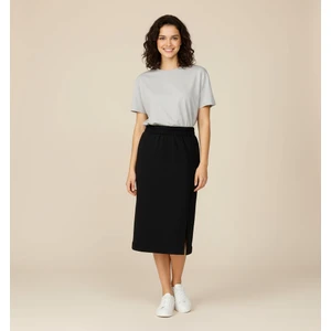 Üç Iplik Midi Yırtmaçlı  Penye Etek