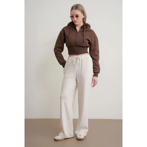 4785 Kadın Premium Modal Palazzo Dökümlü Bol Paça Pantolon Naturel