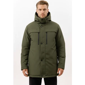 İçi Astarlı Su ve Rüzgar Geçirmez Cepli Kapüşonlu Erkek Mont