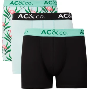 AC&Co / Altınyıldız Classics Erkek Siyah-Yeşil Pamuklu Esnek Desenli 3'lü Boxer Paketi