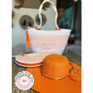 Double Knot Design Vero 3lü Takım Plaj Çantası , El Çantası Clutch, Şapka, Totebag,Çanta, Yazlık, Hediyelik,