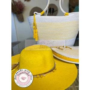 Double Knot Design Vero 3lü Takım Plaj Çantası , El Çantası Clutch, Şapka, Totebag,Çanta, Yazlık, Hediyelik,