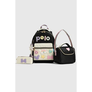 My Polo 2055 Üçlü Set Kız Çocuk  Ilkokul Ortaokul Çantası Sırt Çantası Okul Çantası Çok Bölmeli Ortopedik Sırt