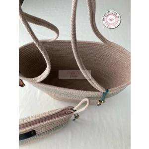 Double Knot Design Bailey 2li Takım Plaj Çantası , El Çantası Clutch, Totebag, Kadın Çanta, Yazlık, Hediyelik, hasır Jüt Tress