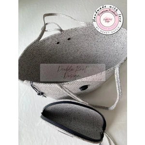 Double Knot Design Bailey 2li Takım Plaj Çantası , El Çantası Clutch, Totebag, Kadın Çanta, Yazlık, Hediyelik, hasır Jüt Tress