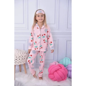 Kız Çocuk Kirazlı Pijama Takımı - Beden Tablosu Resimlerde Mevcuttur