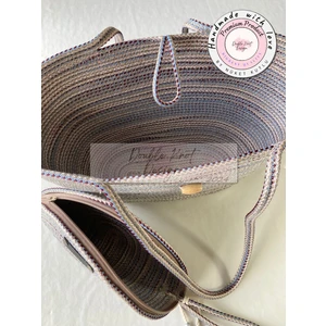 Double Knot Design Bailey 2li Takım Plaj Çantası , El Çantası Clutch, Totebag, Kadın Çanta, Yazlık, Hediyelik, hasır Jüt Tress