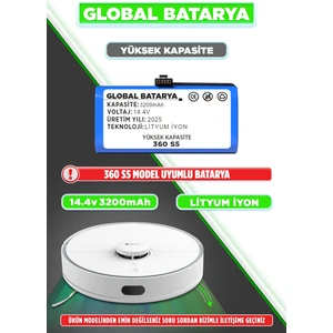 S5 Akıllı Robot Süpürge Bataryası 14.4v 3200mAh Li-ion Pil (Yüksek Kapasite)