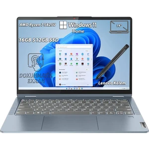 IdeaPad Flex 5 14ABR8 AMD Ryzen 7 5825U 16GB 512GB SSD 14" WUXGA (1920x1200) IPS Panel Windows 11 Home Taşınabilir Bilgisayar 82XX00FKTX + Lenovo Digital Kalem