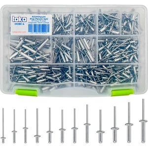 Hobi-4 Alüminyum Pop Perçin Seti 411 Parça 13 Çeşit Organizer Takım Çantalı