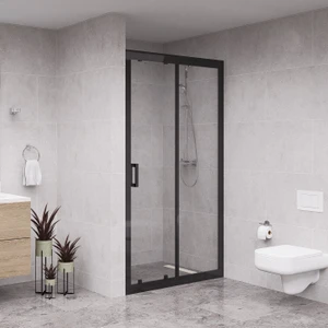 Black Nexa 6mm Şeffaf Cam 1 Sabit 1 Sürgü Iki Duvar Arası Duşakabin