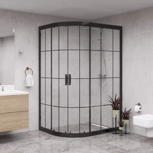 Black Solis 6mm Karolajlı Şeffaf Cam Asimetrik Oval Duşakabin