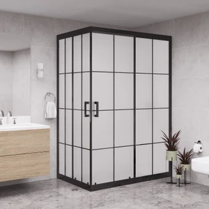 Black Diora 6mm Karolajlı Tam Kumlamalı Dikdörtgen Duşakabin