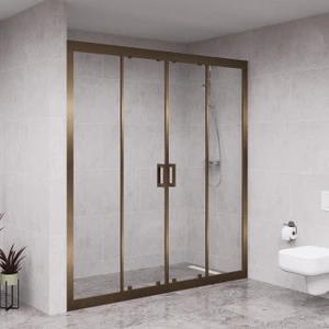 Bronze Verta 6mm Şeffaf Cam 2 Sabit 2 Sürgü Iki Duvar Arası Duşakabin