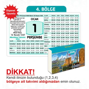 Mevlana Takvimi 2026 Yapraklı Blok Duvar Takvimi 4. Bölge
