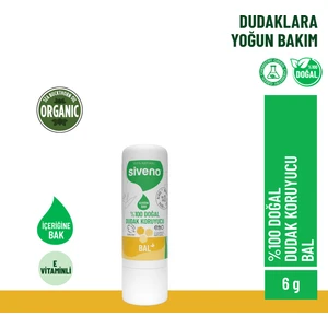 %100 Doğal Dudak Koruyucu Bal Bitkisel Lipbalm Dudak Kremi Nemlendirici Parlatıcı Onarıcı 6 G