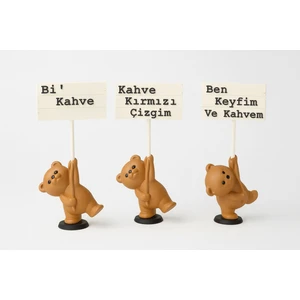 Muggle Design Sevimli Dekoratif Ayıcık Bi Kahve 3'lü Set – Modern Ev Aksesuarı Hediyelik Eşya Masa Üstü Süs