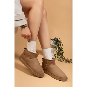 Kadın Kışlık Bot Süet Içi Yünlü Kürklü Ince Tabanlı Bilek Boy Kısa Mini Ug Bot