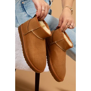 Kadın Kışlık Bot Süet Içi Yünlü Kürklü Ince Tabanlı Bilek Boy Kısa Mini Ug Bot