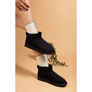 Kadın Kışlık Bot Süet Içi Yünlü Kürklü Ince Tabanlı Bilek Boy Kısa Mini Ug Bot