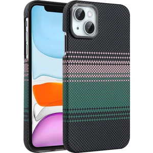 MMP Shop Iphone 14 / 13 Uyumlu Magsafe Şarj Destekli Kamera Koruma Çıkıntılı Karbon Fiber Tasarımlı Kılıf