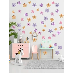 Aiki, Sulu Boya Renkli Çiçekler, Bebek Çocuk Odası, Cam, Ahşap, Duvar Sticker, 106 Adet
