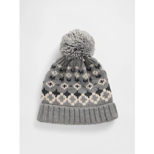 Kadın Gri Ponpon Bere