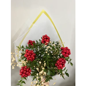 Green Deco Kokina Şans Çiçeği Cipso Aranjmanlı Beyaz Buket (6 Dal)-Yılbaşı Çiçeği -Şans Çiceği Cipso