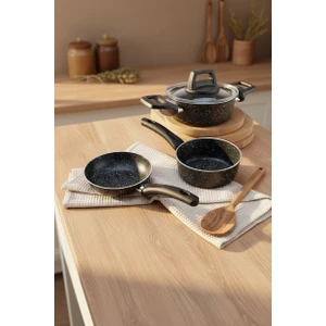 Sakura 4 Parça Tencere Seti Siyah