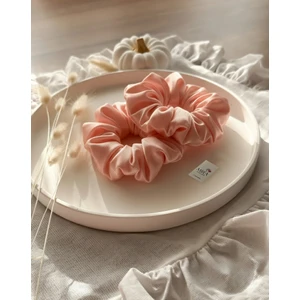 Mira Atelier 2'li Lüks Kadın Saten Toka - Pure Somon - Lastik Model Scrunchie - Anne Kız Kombini