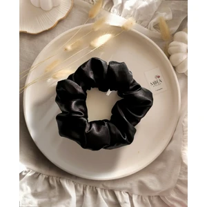 Kadın Saten Toka - Sonsuz Siyah – Tekli Lüks Lastik Model Scrunchie