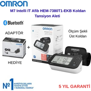 M7 Intelli It Afib HEM-7380T1-EKB Koldan Tansiyon Aleti+Orjinal Adaptör Hediye