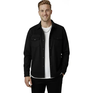 DeepSEA Erkek Siyah Kırışmayan Süet Kumaş ÇıtÇıtlı Cepli Slim Fit Mevsimlik Gömlek 2302329