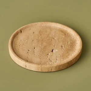 Ephesus Traverten Yuvarlak Dekoratif Tabak Naturel (20X4 Cm)