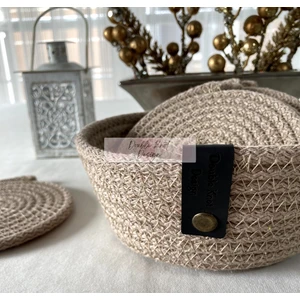 Double Knot Design 7 Prç Bardak Altlığı Set Tress Supla Jüt Hediyelik