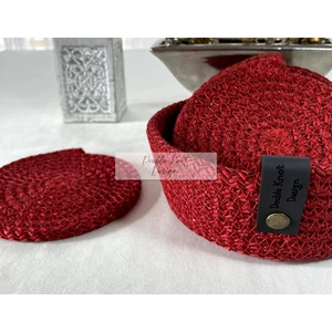 Double Knot Design 7 Prç Bardak Altlığı Set Tress Supla Jüt Hediyelik