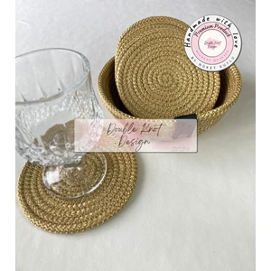 Double Knot Design 7 Prç Bardak Altlığı Set Tress Supla Jüt Hediyelik