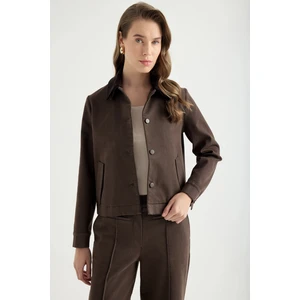 Masha Kate Kadife Yaka Kanvas Ceket