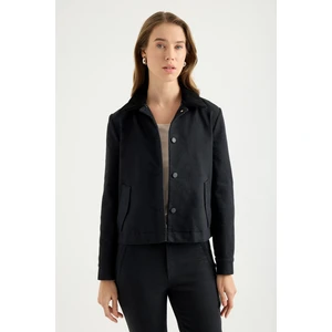 Masha Kate Kadife Yaka Kanvas Ceket