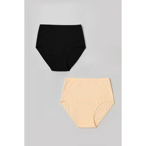 Kadın 2'li Yüksek Bel Hamile Külot Seti – Siyah & Ten Rengi | Yumuşak Pamuklu