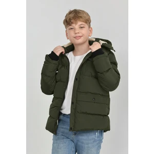 Wild Flower Kışlık Yoğun Şişme Elyaf Dolum Kapüşonlu Kalın Su Geçirmez Erkek Çocuk Mont